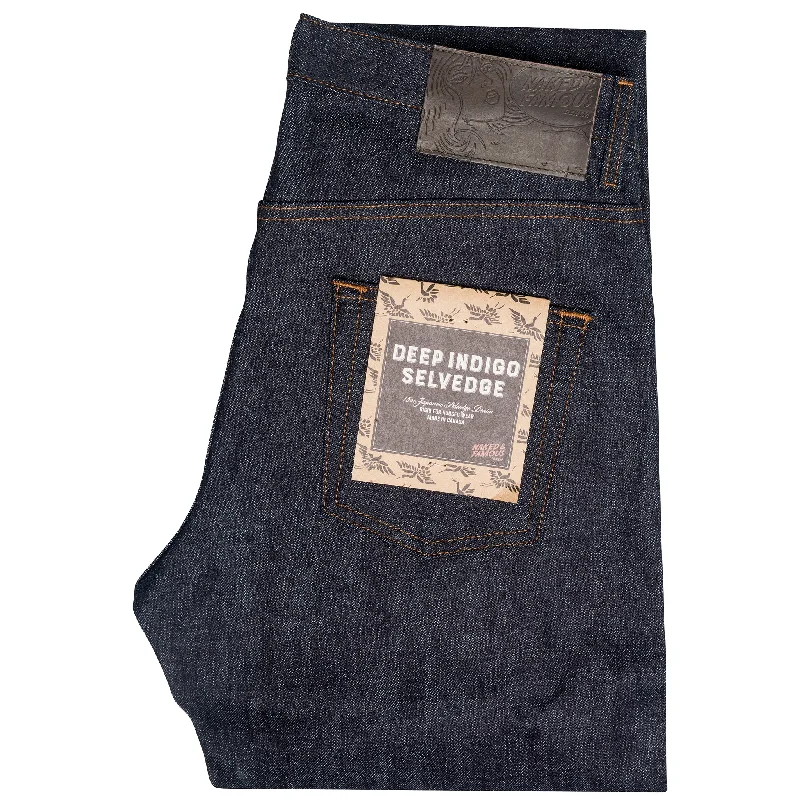 women's denim jeans with embroidery on pocketsEasy Guy - Deep Indigo Selvedge