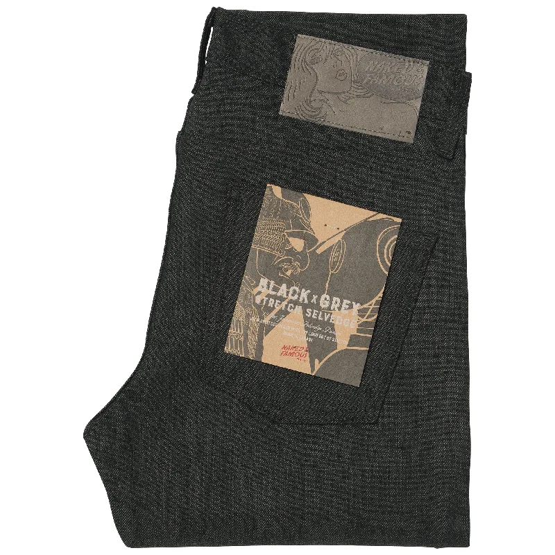 women's denim jeans for a bohemian lookSuper Guy - Black x Grey Stretch Selvedge