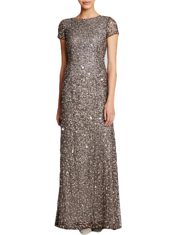 tall party dressesWomens Sequined V-Back Evening Dress