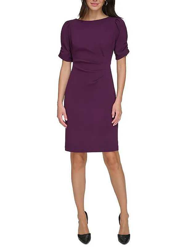 statement-making party dressesWomens Crepe Shirred Sleeve Cocktail And Party Dress