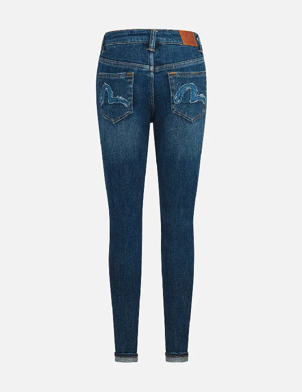 women's denim jeans for a glamorous eveningSeagull Appliqué Embroidery Skinny Jeans