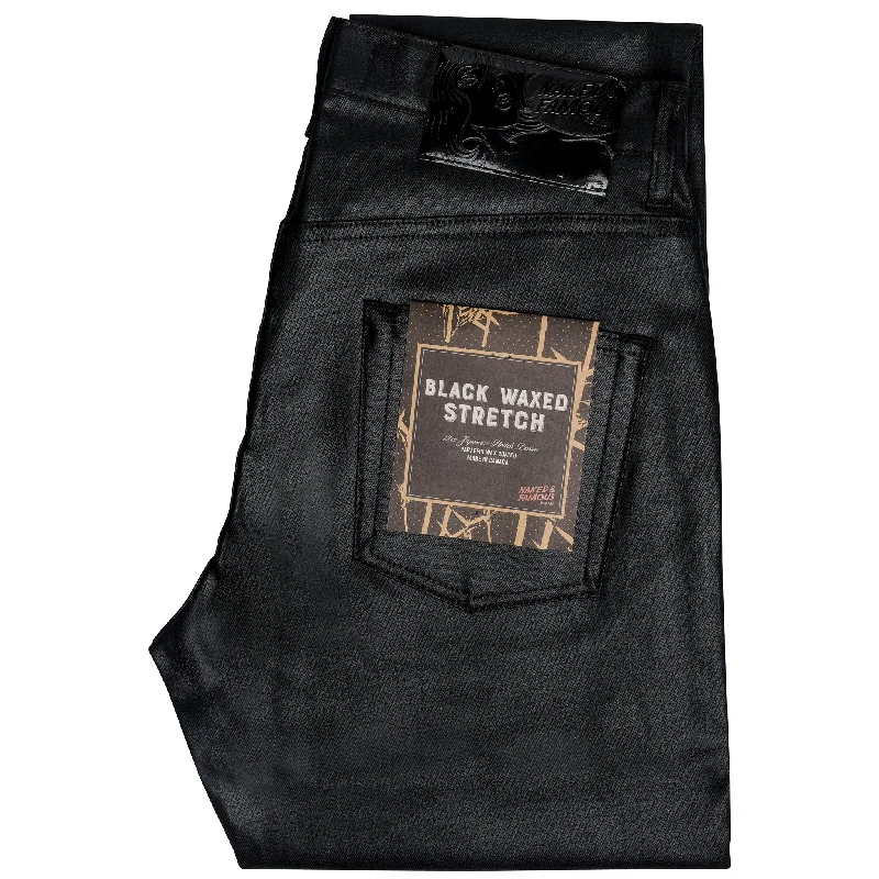 women's denim jeans with pocketsEasy Guy - Wax Coated Black Stretch