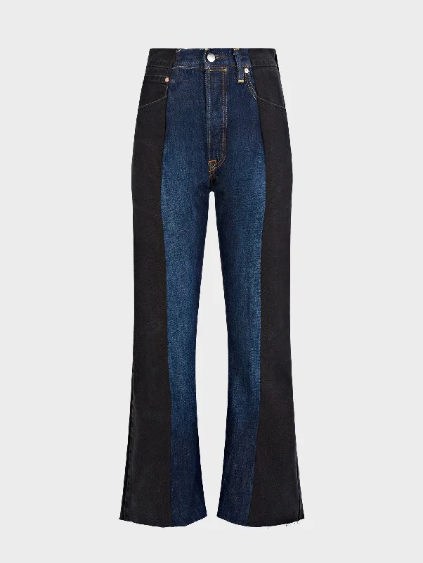 women's denim jeans with patchesFlare Jean Black/Dark Blue