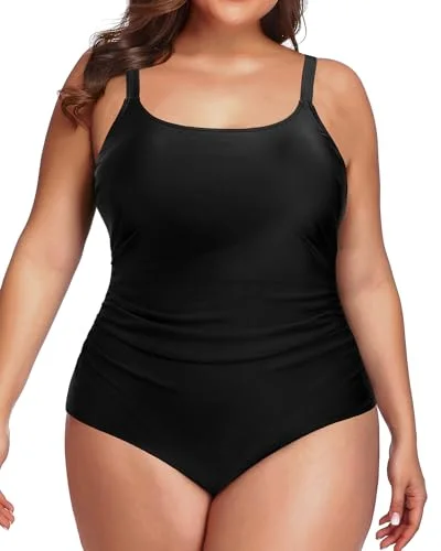 Women Plus Size One Piece Swimsuit Backless Tummy Control Ruched Bathing Suit