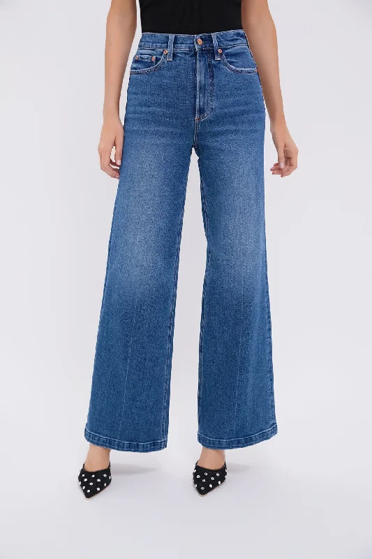 women's denim jeans with raw hemsCider Lana High Rise Wide Leg