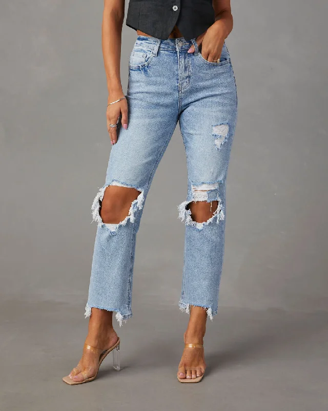 women's denim jeans for travelJolee High Rise Distressed Cropped Jeans