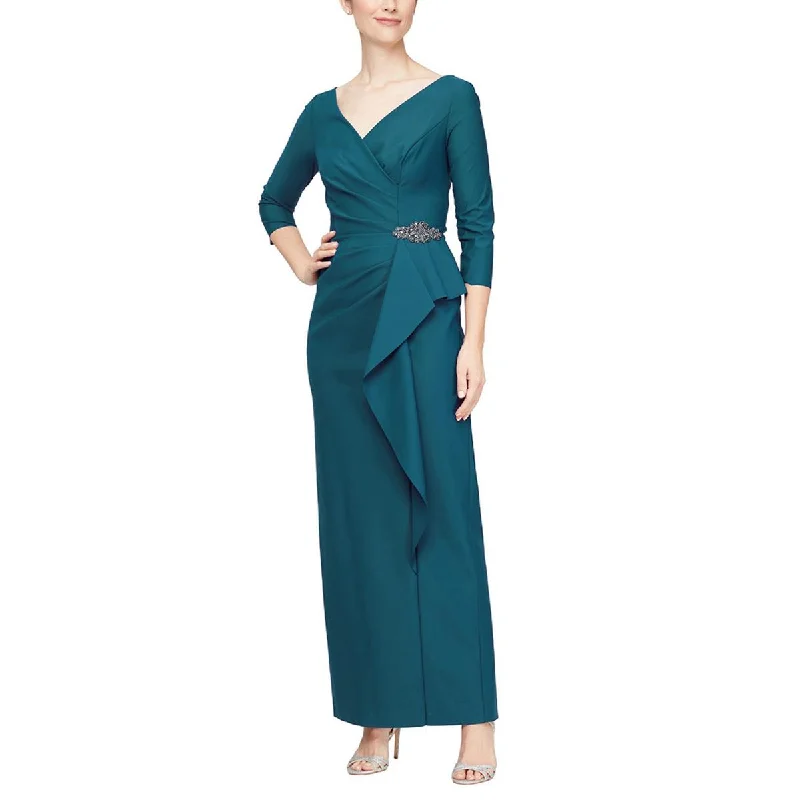 plus-size friendly party dressesWomens Pleated Long Evening Dress