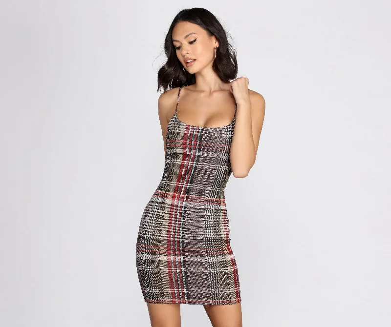 high-low Mimi dresses trendIn Check Plaid Mini Dress