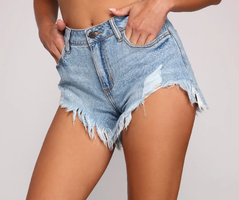 women's reversible shortsFashionably Frayed Cutoff Denim Shorts