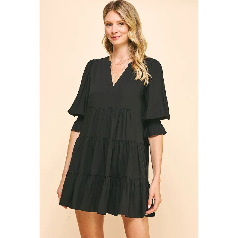 high-slit Mimi dresses for a bold lookRowan V Neck Tiered Mini PINCH Dress