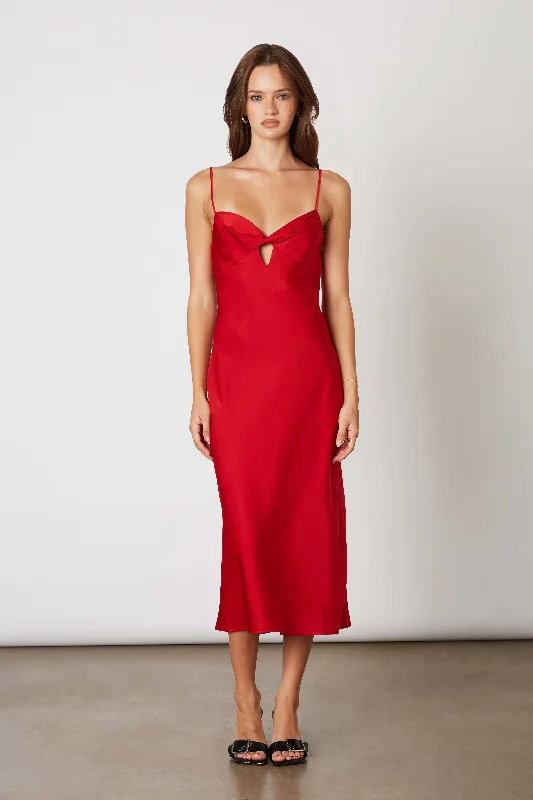 affordable midi dressesSatin Keyhole Midi Dress