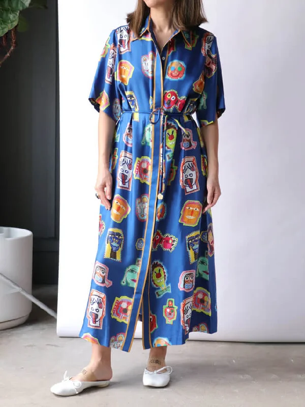 midi dresses without sleevesUnique Graffiti Fun Charming Print Midi Dress