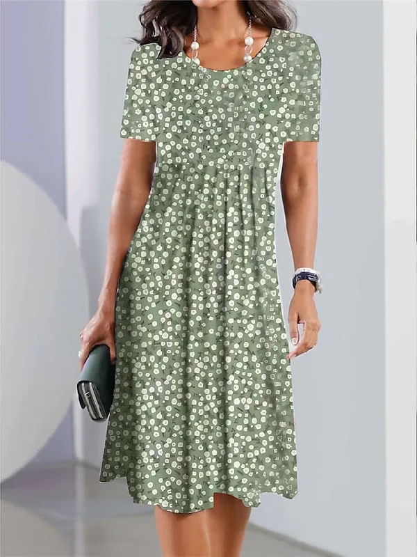 tulle midi dressesCityHottie - Women's Casual Dress Summer Dress Print Dress Floral Ombre Pocket Print Crew Neck Midi Dress Fashion Streetwear Outdoor Daily Short Sleeve Loose Fit White Light Green Navy Blue Summer Spring S M L XL