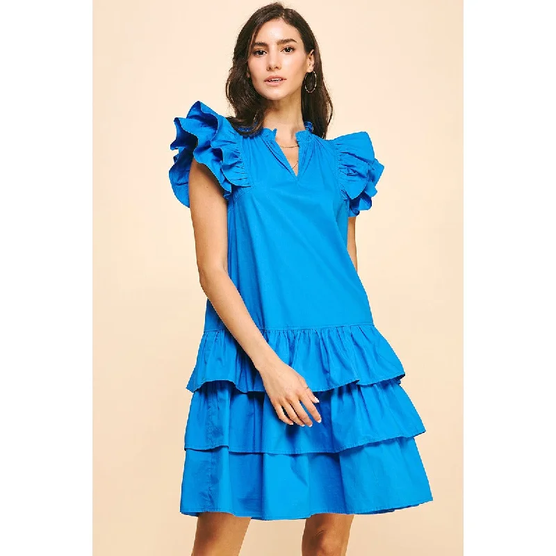 sleek mini Mimi dresses for modern styleJianna Blue Ruffle Tiered Mini PINCH Dress