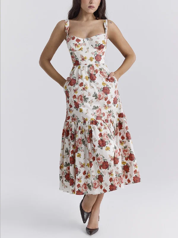 maxi midi dressesSweet Spicy Style Charming Floral Backless Midi Dresses