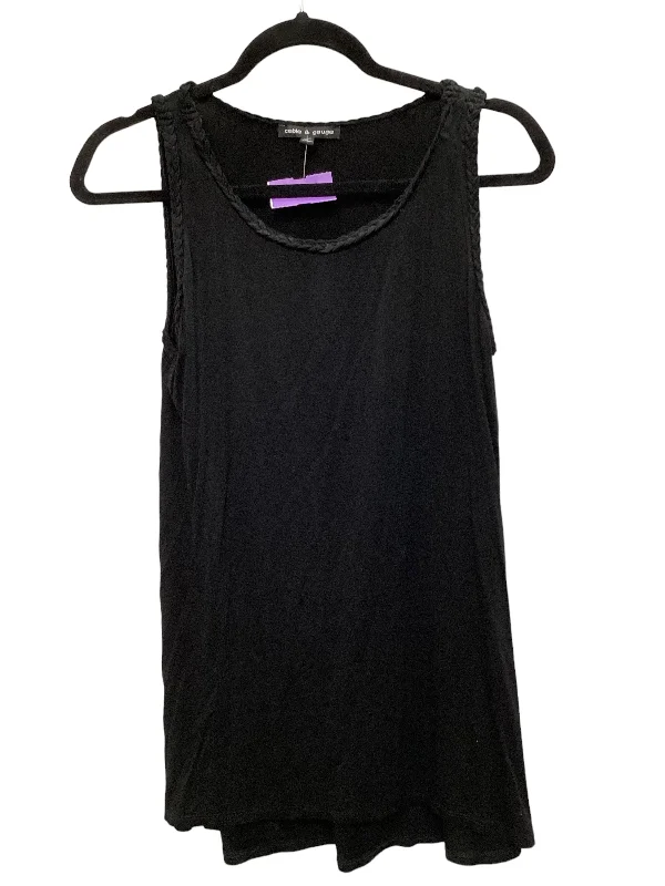 trendy women's topsBlack Top Sleeveless Cable And Gauge, Size Xl