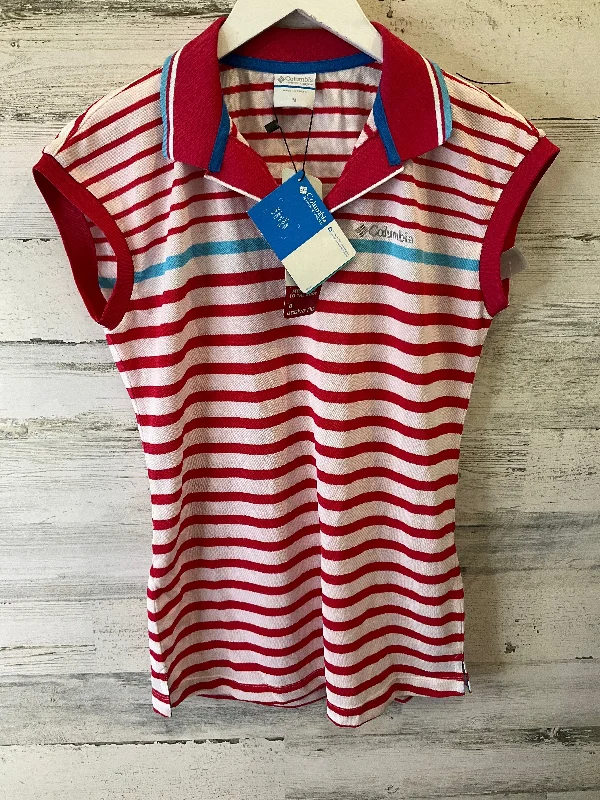 women's tops for smart casual looksBlue Red & White Top Sleeveless Columbia, Size M