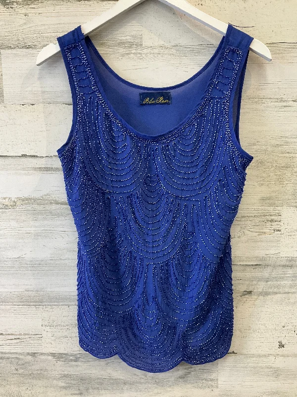 women's tops with embroidery detailsBlue Top Sleeveless Blue Rain, Size S