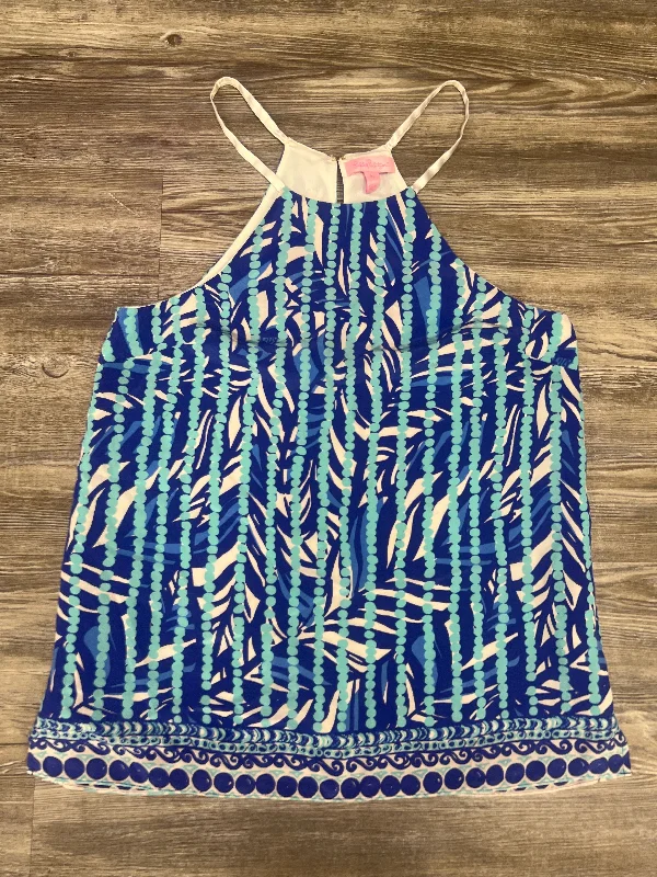 women's tops for creating capsule wardrobesBlue & White Top Sleeveless Lilly Pulitzer, Size Xs