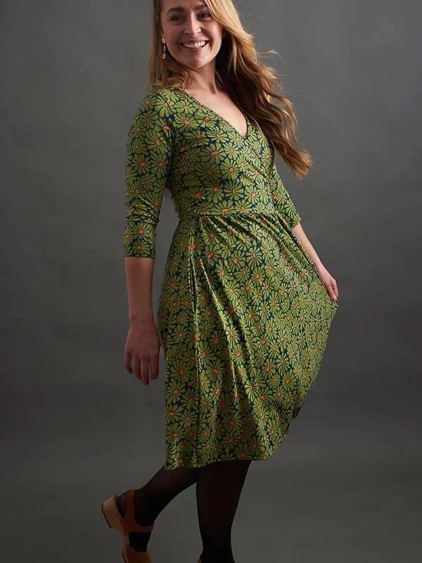 women's maxi dressesCallie Long Sleeve Wrap Dress Olive Floral