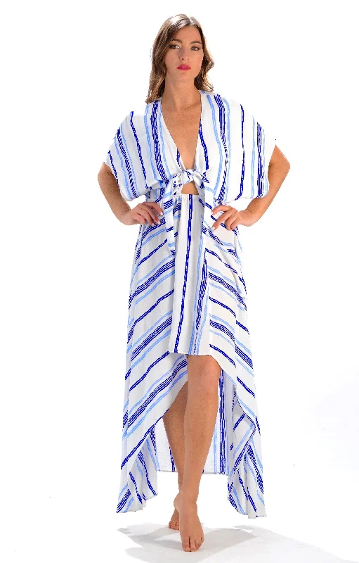 women's chiffon dressesDelray Dress / Periwinkle & Cobalt Stripe