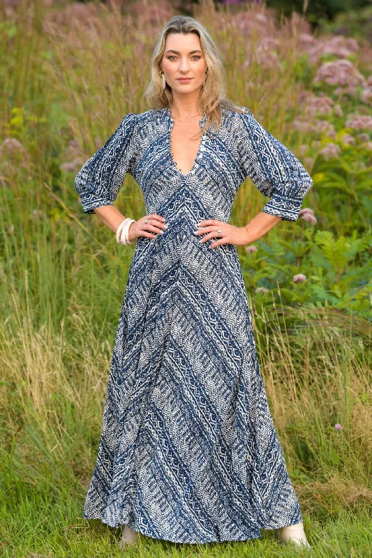 women's neon dressesDaphne Dress / Indigo Aztec