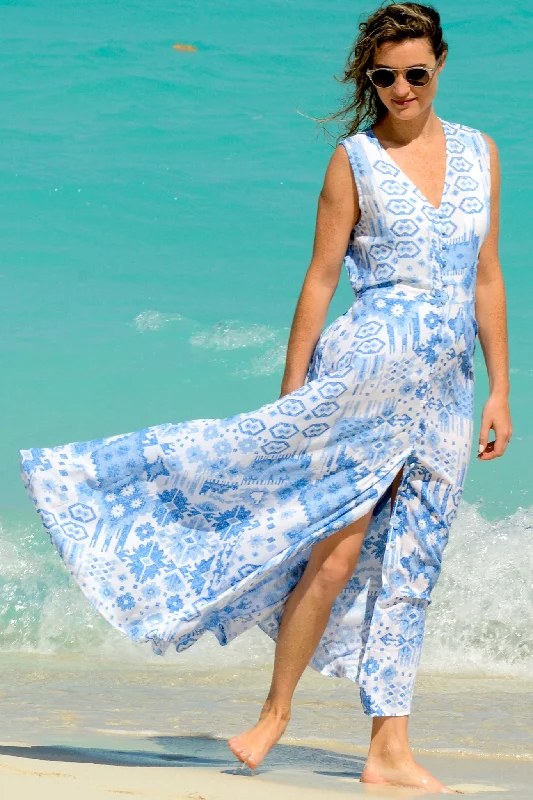 women's made-to-order dressesFiji Dress / Periwinkle Ikat