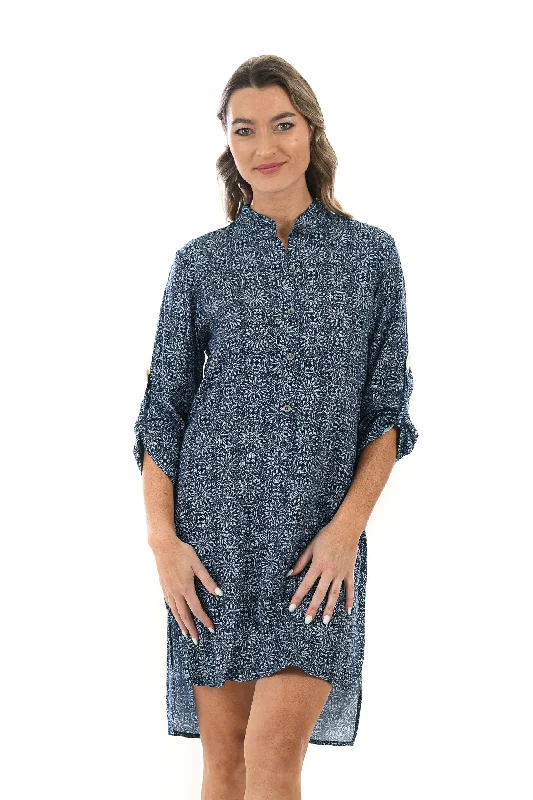 women's work dressesDay Tripper Dress / Indigo Medallion