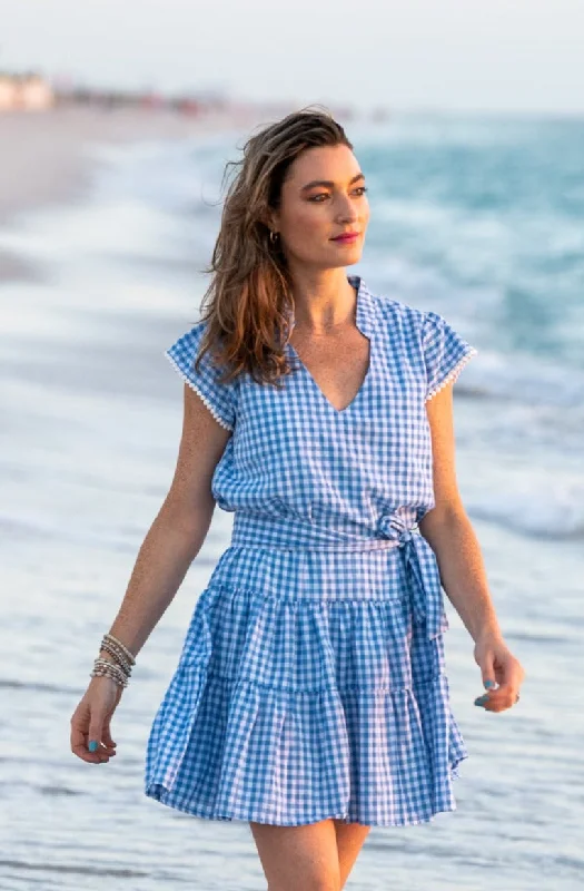 women's satin dressesEmma Dress / Blue Gingham