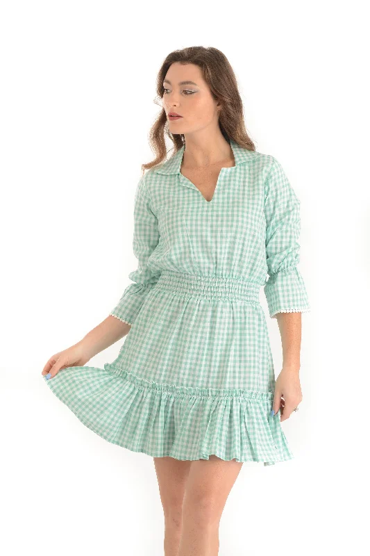 women's apple-shaped body dressesMia Dress / Lime Gingham