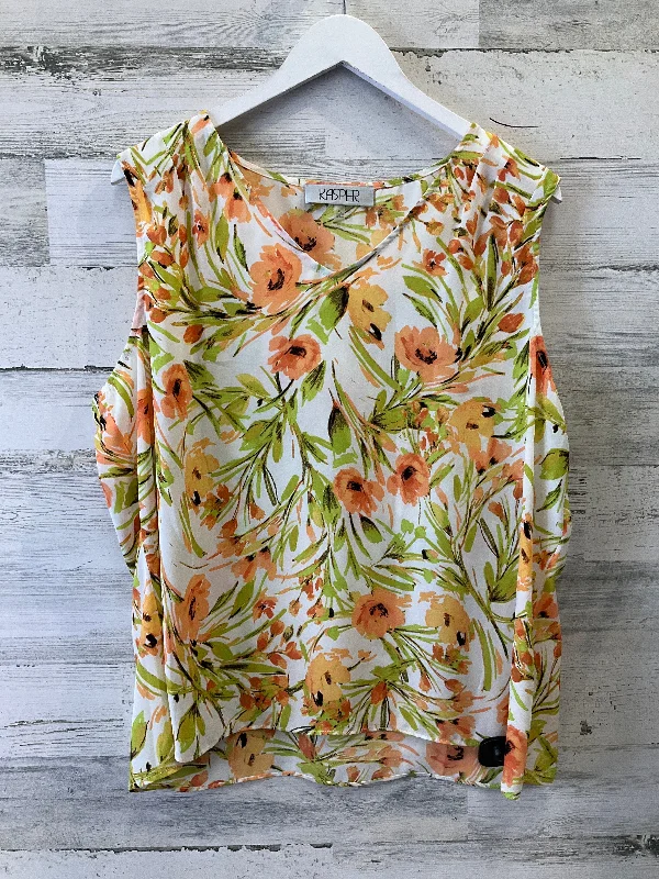 women's tops for fashion-forward individualsFloral Print Top Sleeveless Kasper, Size Xl