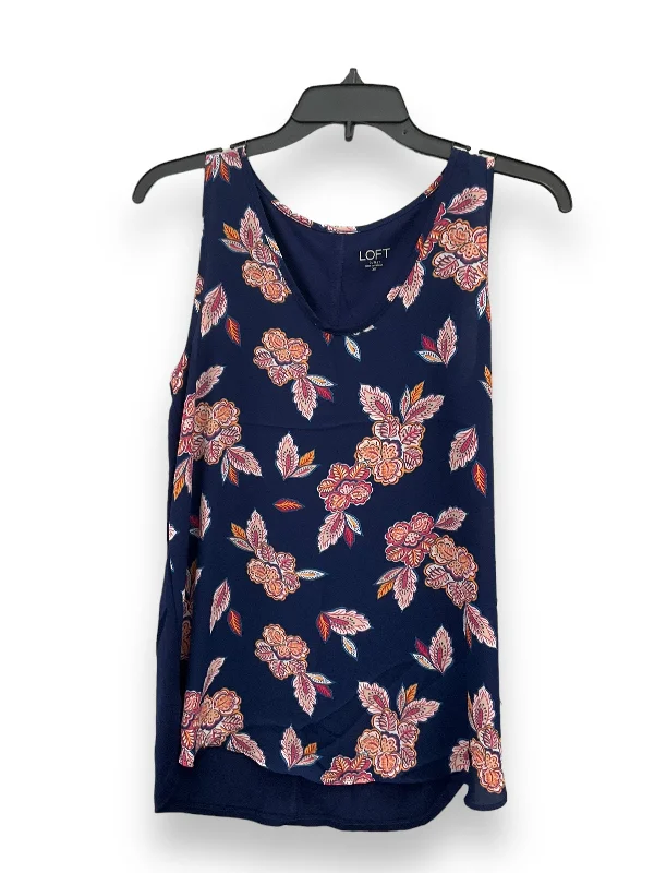 women's stylish topsFloral Print Top Sleeveless Loft, Size Xs