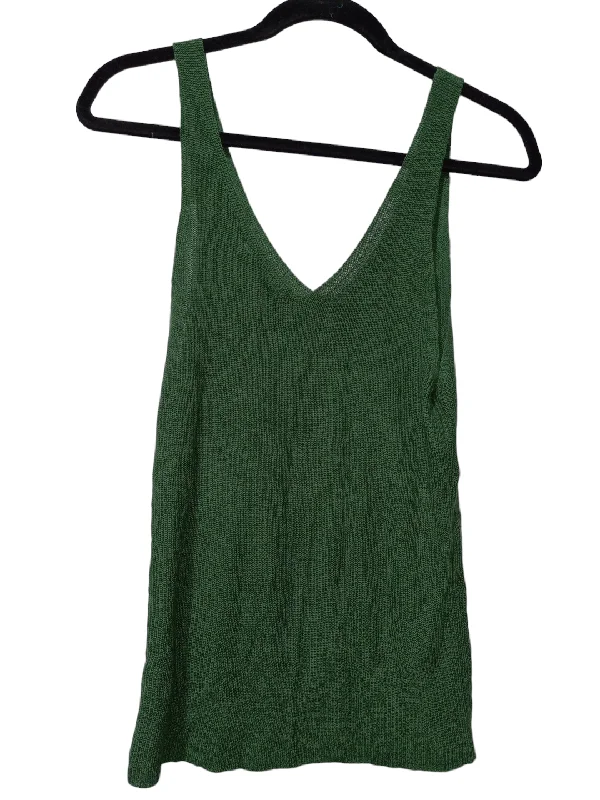 women's tops for minimalist aestheticsGreen Top Sleeveless Double Zero, Size L