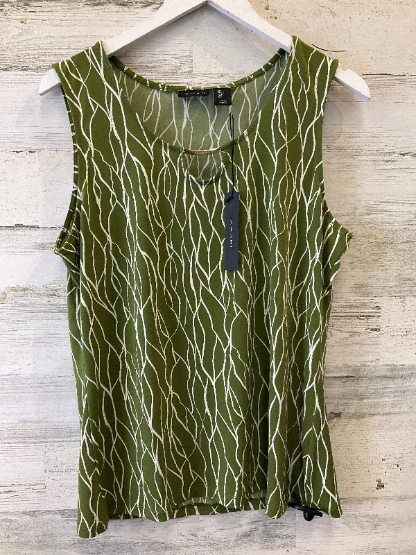 women's tops for those who appreciate subtle and muted tonesGreen Top Sleeveless Tahari By Arthur Levine, Size L