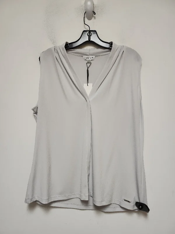 women's tops for those who want to add a pop of color to their outfitsGrey Top Sleeveless Calvin Klein, Size Xl