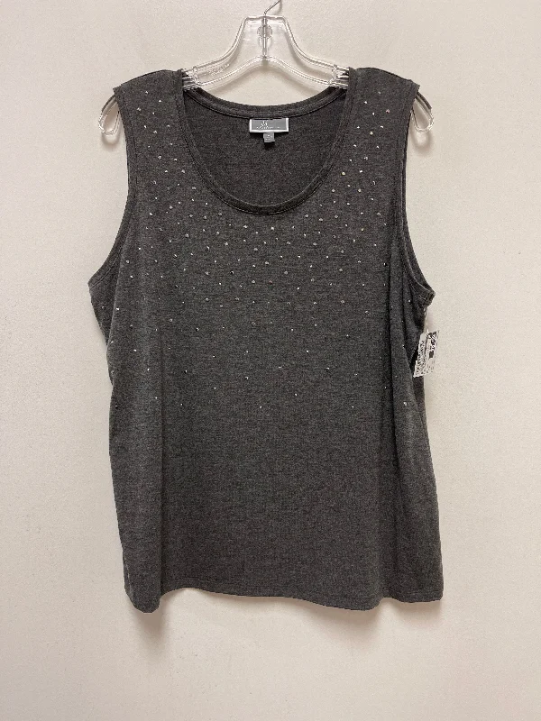 breathable women's tops for summerGrey Top Sleeveless Jm Collections, Size L