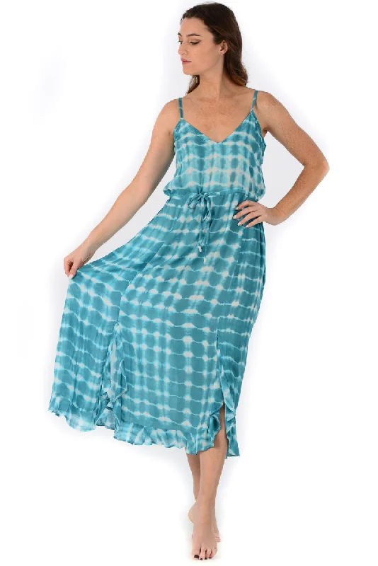 women's plus-size dressesHippie Dress / Aqua Tie-Dye