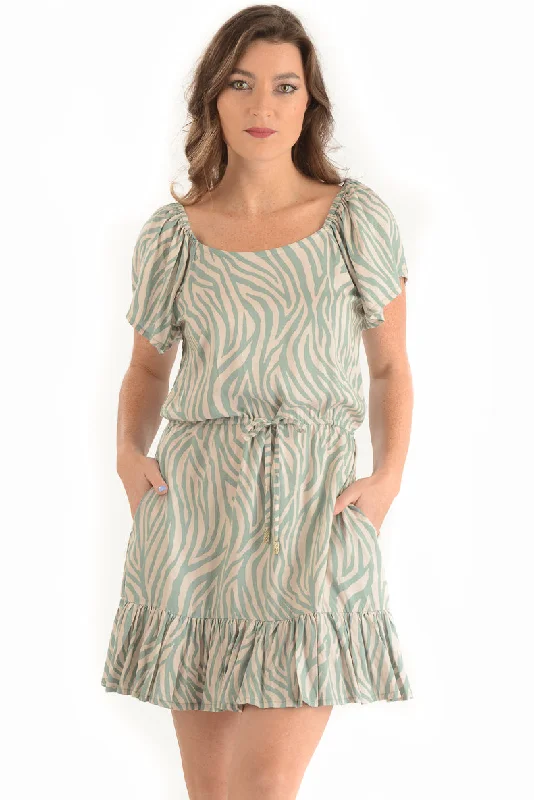 women's long-sleeved dressesKat Dress / Jade Zebra