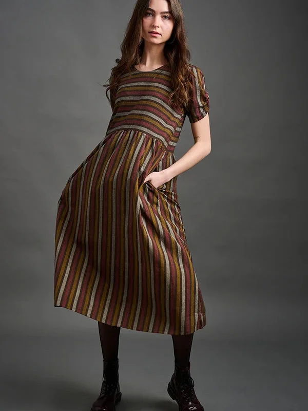 women's high-low dressesKavita Dress Chocolate Stripe