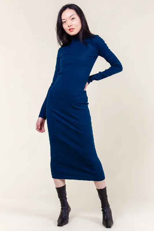 women's easy-to-wear dressesMockneck Dress in Deep Blue