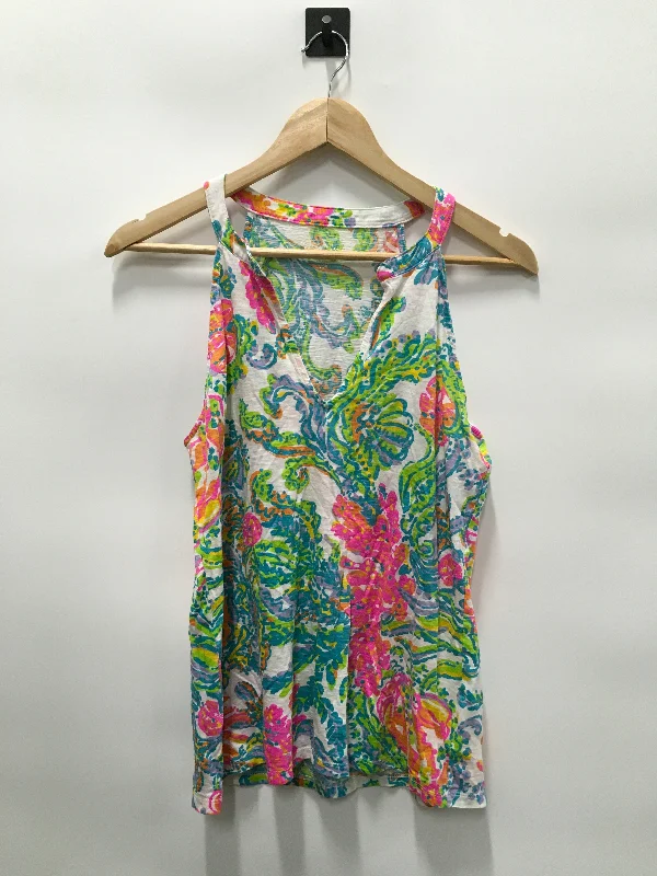 women's tops with asymmetrical designsMulti-colored Top Sleeveless Lilly Pulitzer, Size L