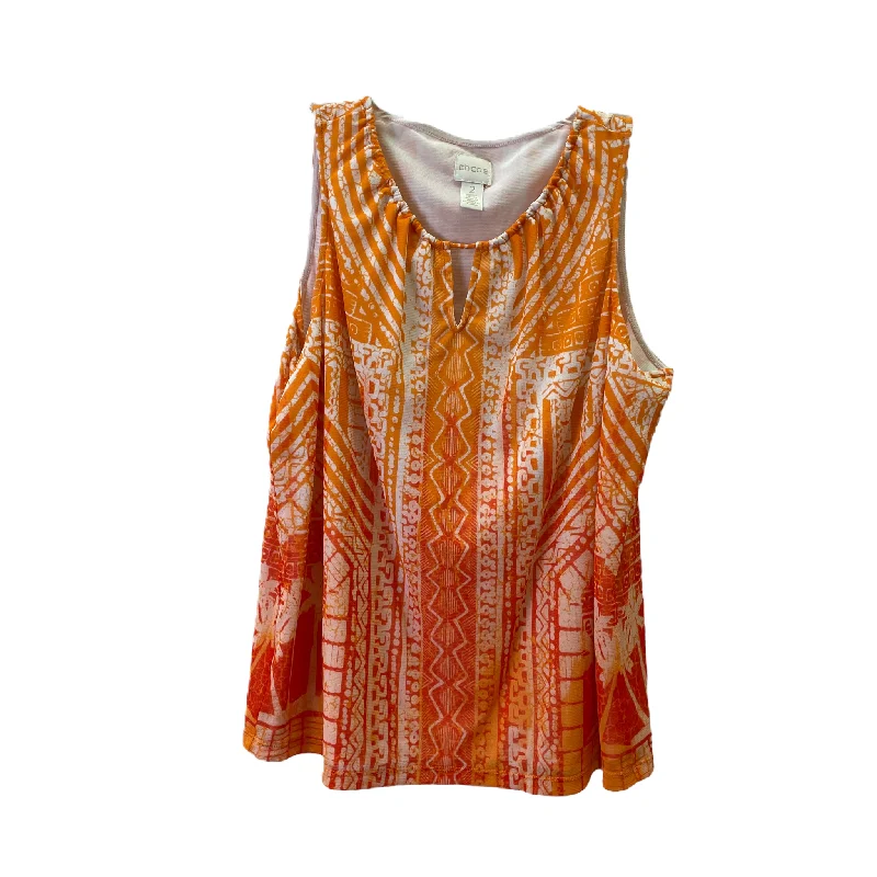 women's tops for cocktail partiesOrange Top Sleeveless By Chicos, Size: 2