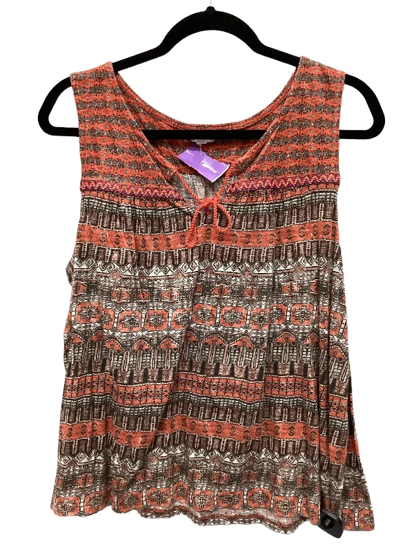 elegant women's topsOrange Top Sleeveless Lucky Brand, Size Xl