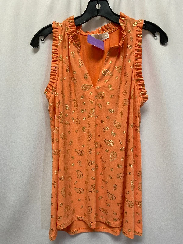 women's tops for those who want to add a touch of sophistication to their casual attireOrange Top Sleeveless Michael By Michael Kors, Size L