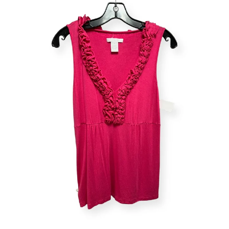 women's tops with cold-shoulder cuts and lace detailingPink Top Sleeveless Design History, Size M