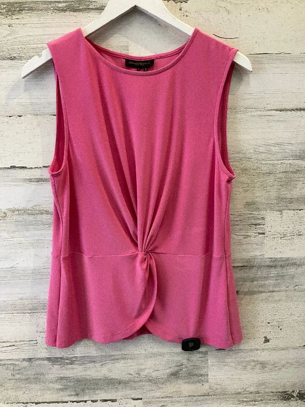 women's tops with cold-shoulder cuts and lace detailingPink Top Sleeveless Donna Karan, Size M