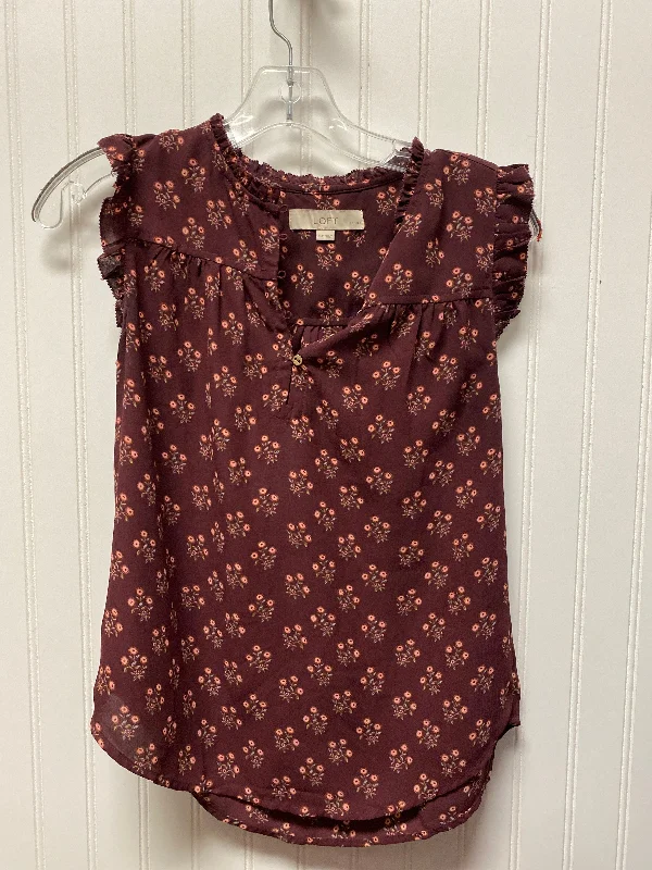 women's tops with cold-shoulder cutsRed Top Sleeveless Loft, Size Petite   Xs