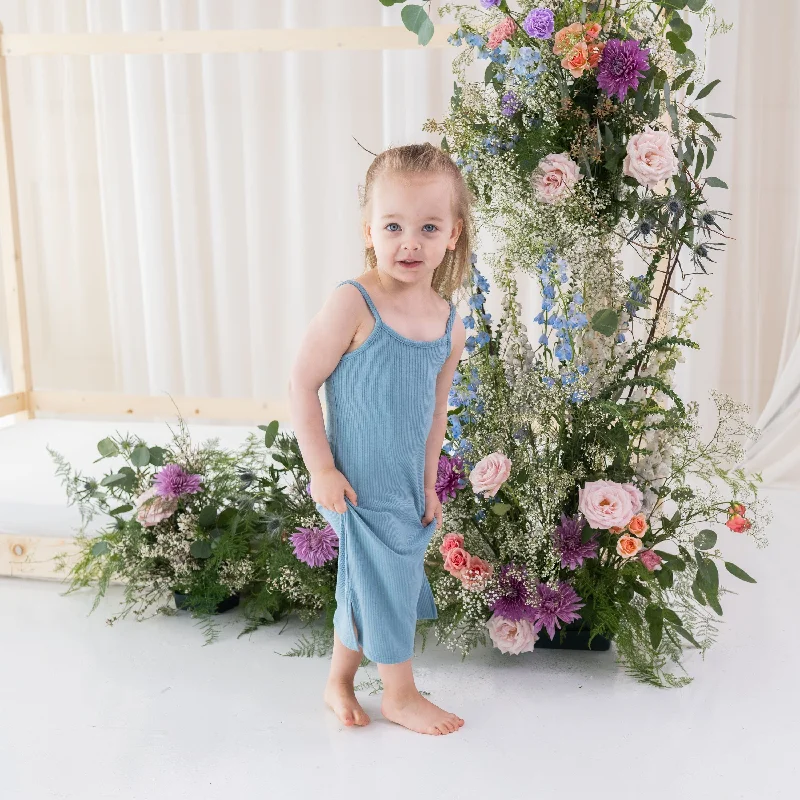 women's mother of the bride dressesRibbed Toddler Cami Dress in Dusty Blue