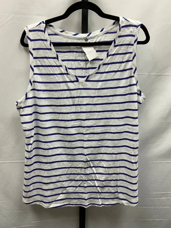 women's tops for creating capsule wardrobesStriped Pattern Top Sleeveless Chicos, Size Xl