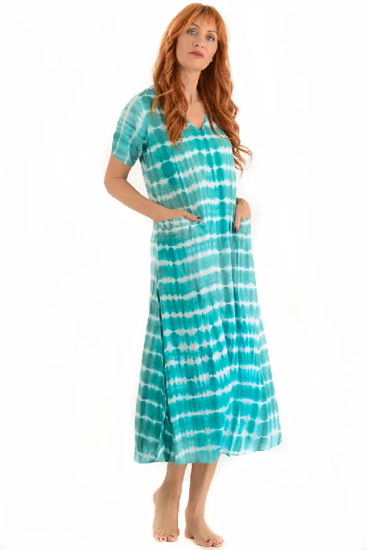 women's statement dressesT-Shirt Dress / Aqua Tie-Dye